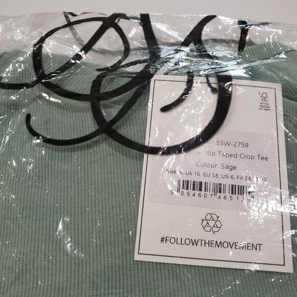 NWT SikSilk Rib Tape Crop Tee - Sage  Size Small‎ - Picture 7 of 9